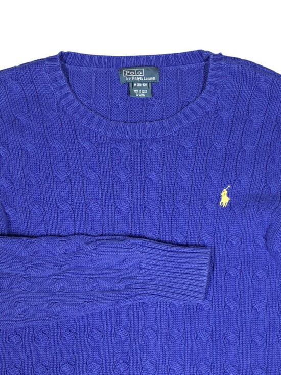 Ralph Lauren Sweaters - Vtg Polo Ralph Lauren Sweater Womens M Blue Cable Knit Pullover Preppy Old Money